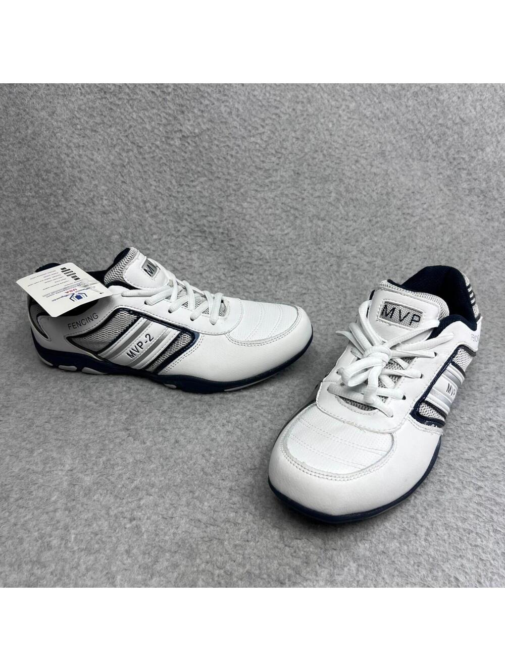 MVP-2 Fencing Shoes 6.5 Men 8 Women White Navy Competition Foil Epee Sabre Sport